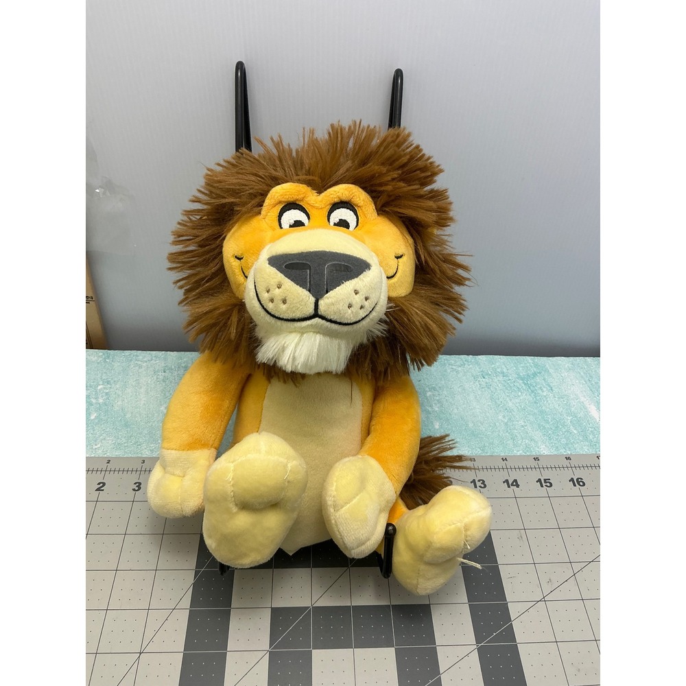 Friendly Plush Lion Stuffed Animal Yellow Orange Shaggy Brown Mane 12 Inch
